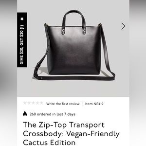 BRAND NEW NEVER USED Madewell Zip top transport crossbody bag - vegan